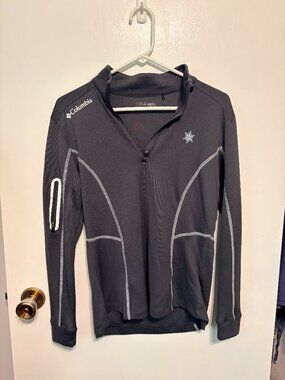 Columbia Shotgun Quarter Zip Pullover Medium Gray Golf Sleeve Pocket Jacket